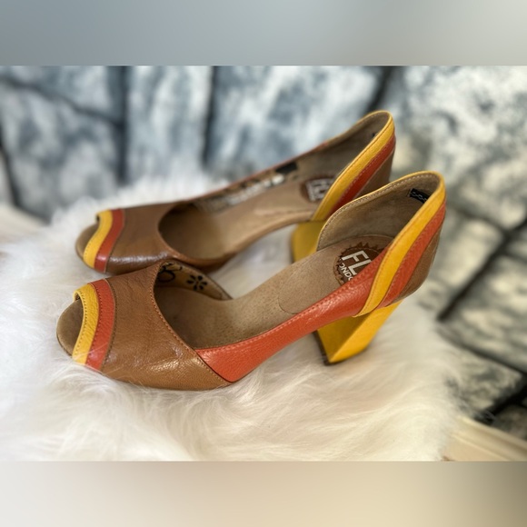 Fly London Shoes - Fly London Coral Cate Yellow Peep Toe Slingback